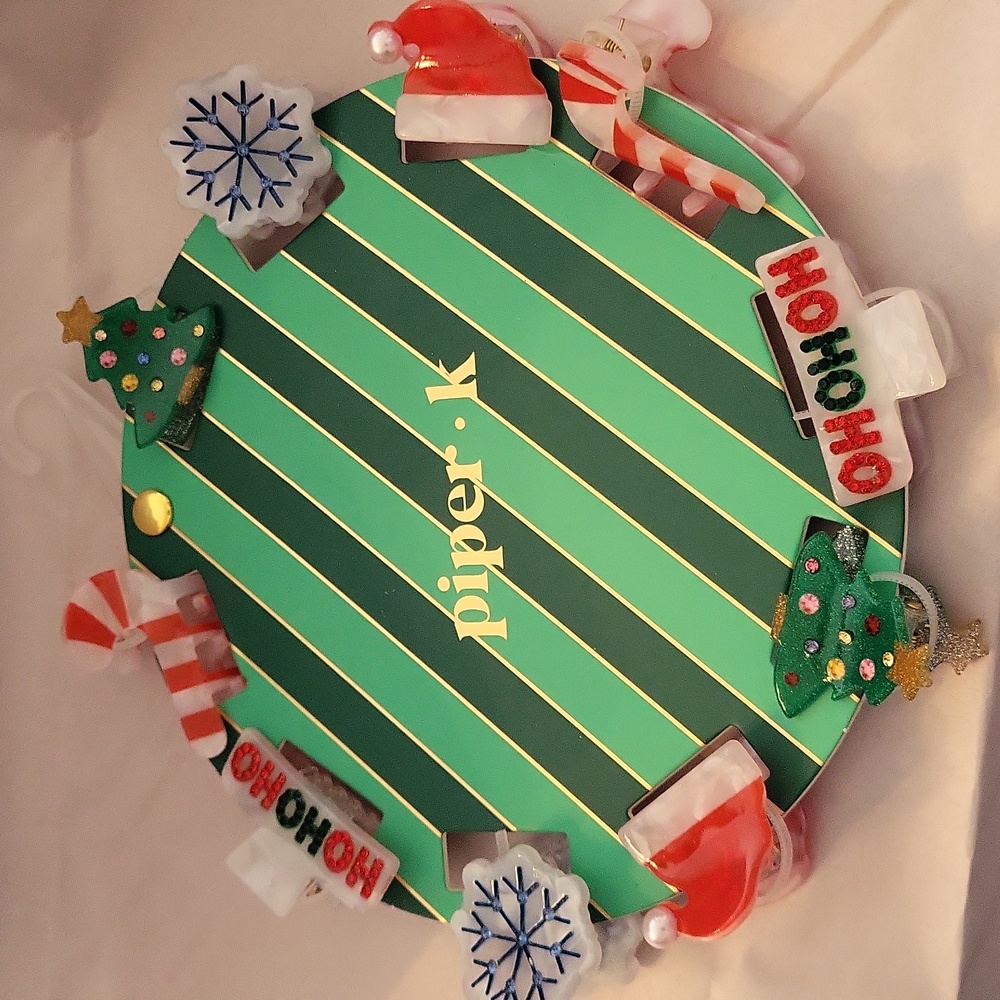 Piper K Christmas Hair Clips Candy Cane Snowflake Santa Hat HoHoHo Tree Ls Ty LE